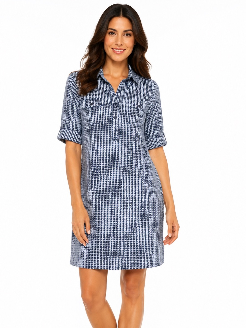 J.McLaughlin Lawrence Catalina Cloth Dress XS Blue Shoreline Geometric NEW